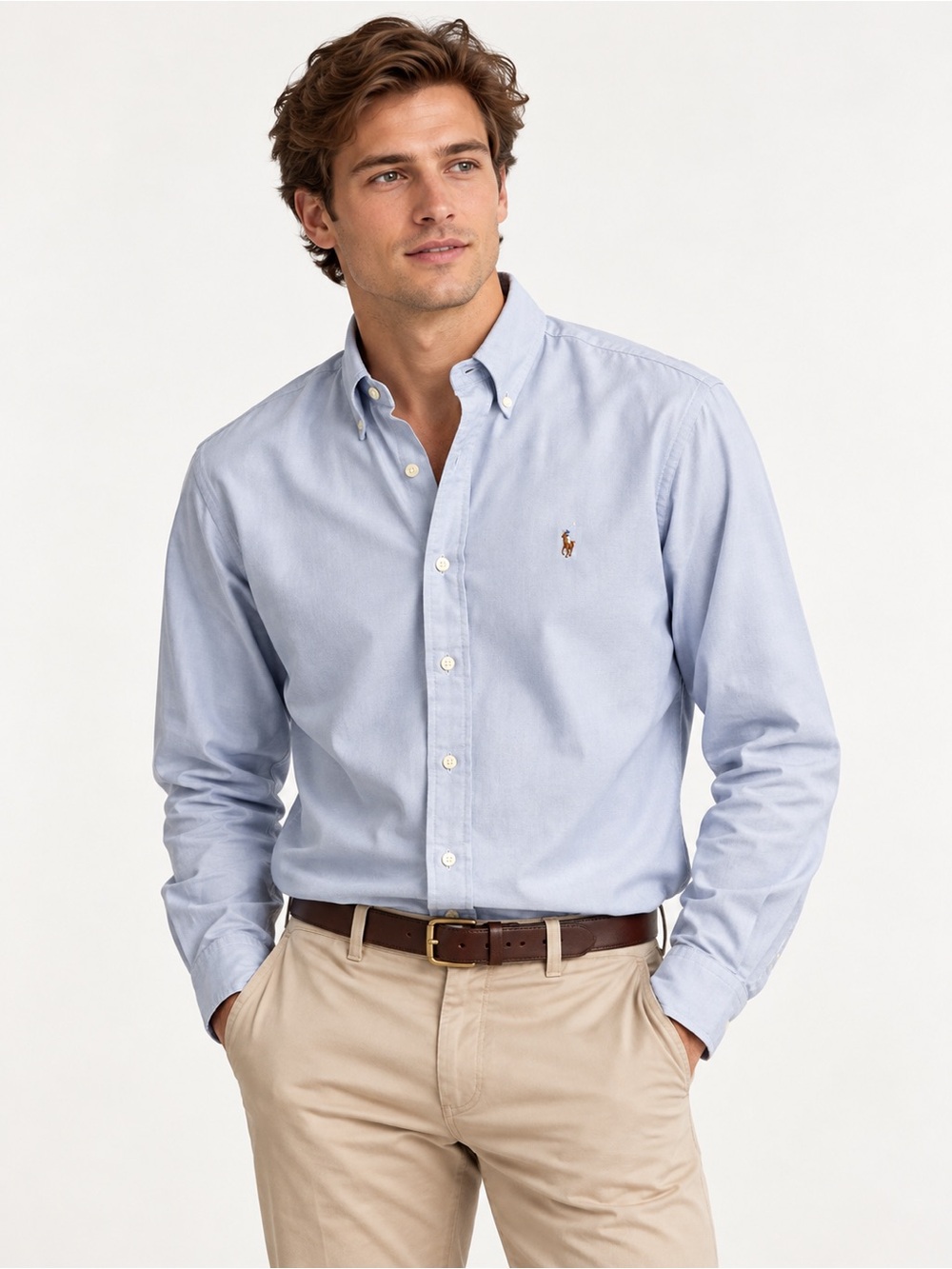 Ralph Lauren Vintage Yarmouth 100% Cotton Light Blue Oxford Button-Down Shirt